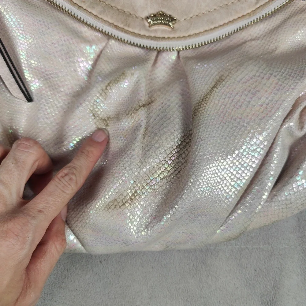 Vintage Y2K Juicy Couture Purse Pink Iridescent Metallic Snakeskin Flap‎ Purse